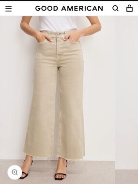 Good American Good Skate Crop Pants in Beige NWT